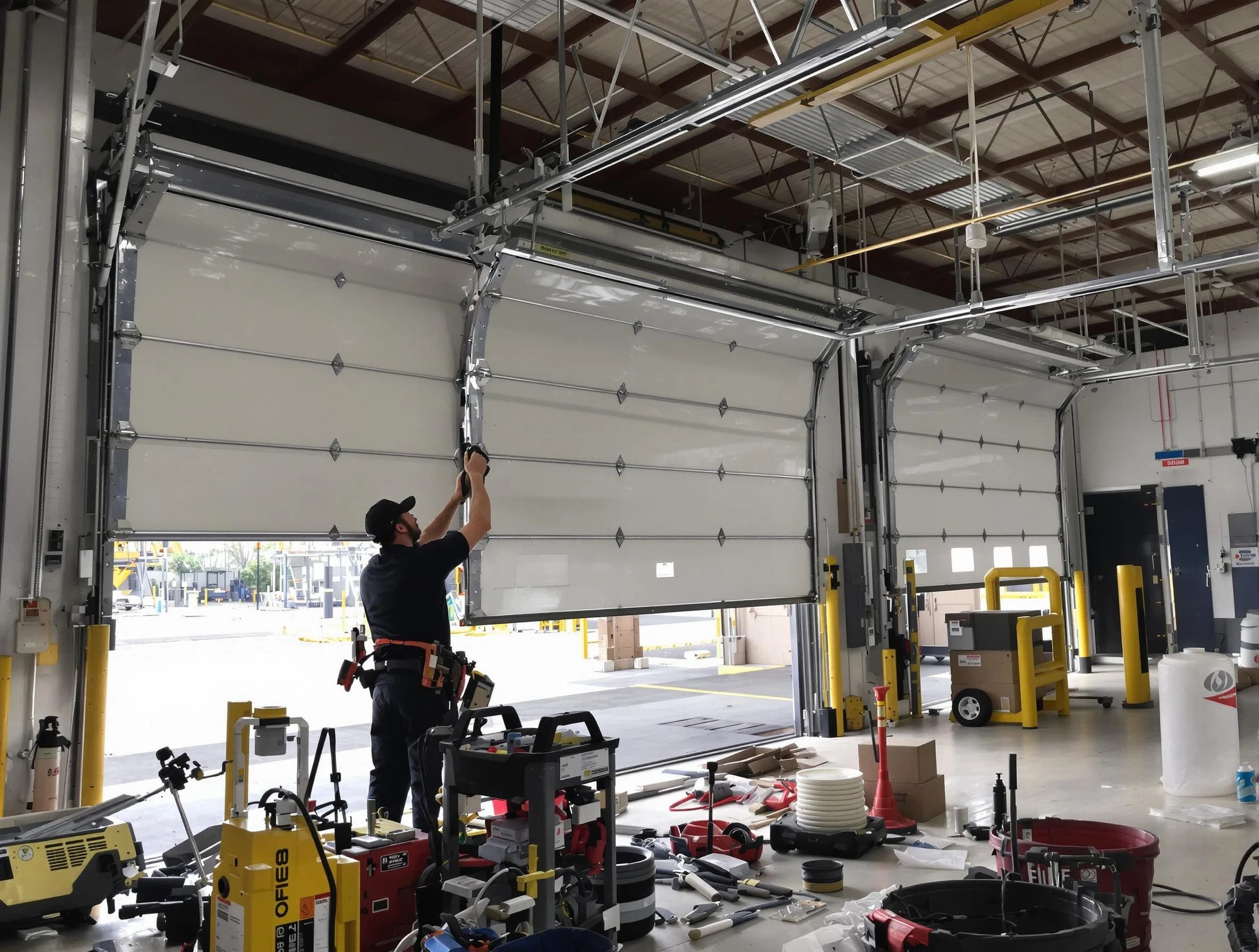 Coolidge Garage Door Repair technician performing commercial garage door repair in Coolidge